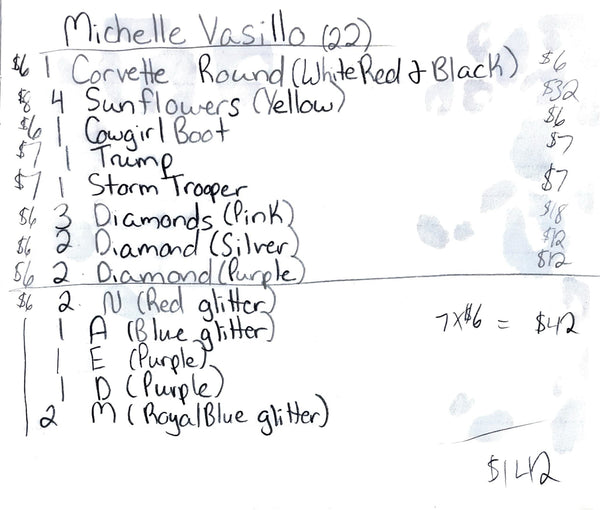 Michelle Vasillo Wholesale Order Nov 2023
