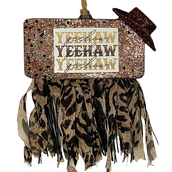 Drunken Cowboy YeeHaw Rectangle w/Cowboy Hat & Fringe