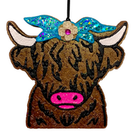 Leather & Lace Lg Highland Cow